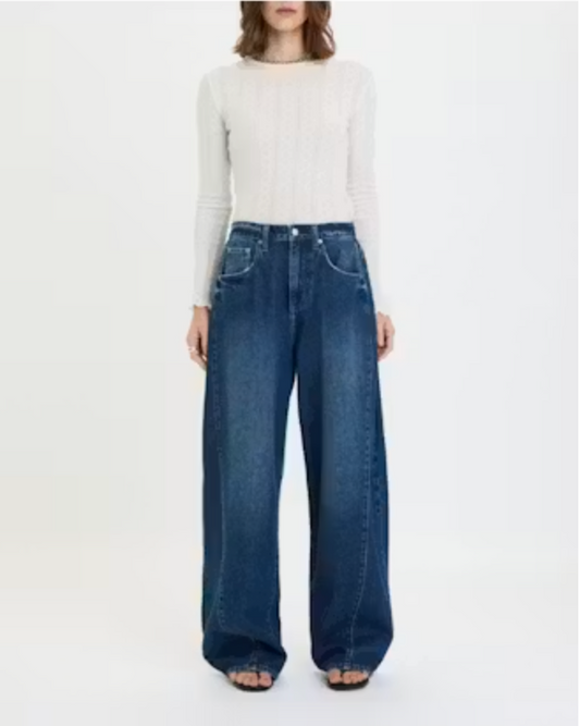 Daze Denim Hero High Rise Pleated Baggy Jean