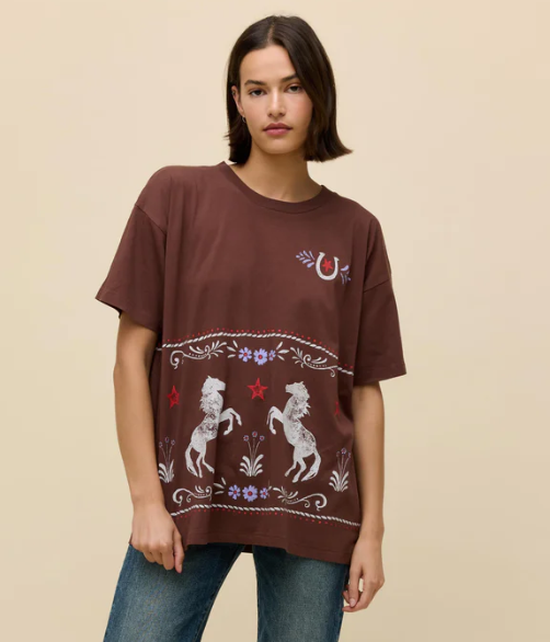 Floral Horse Pattern Merch Tee