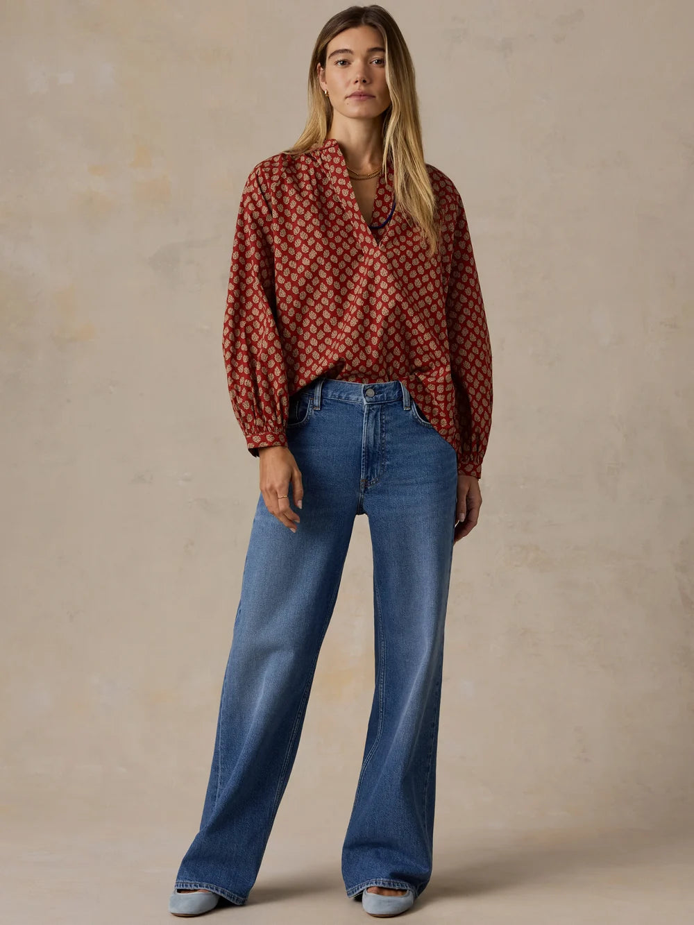 Faherty Coastal Poplin Eleanor Top