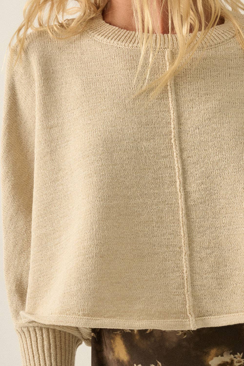 Dolman-Sleeve Cropped Sweater