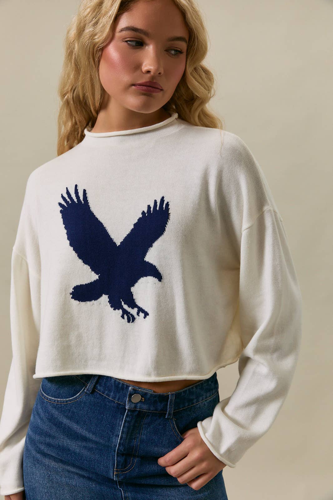 Mock Neck Eagle Sweater