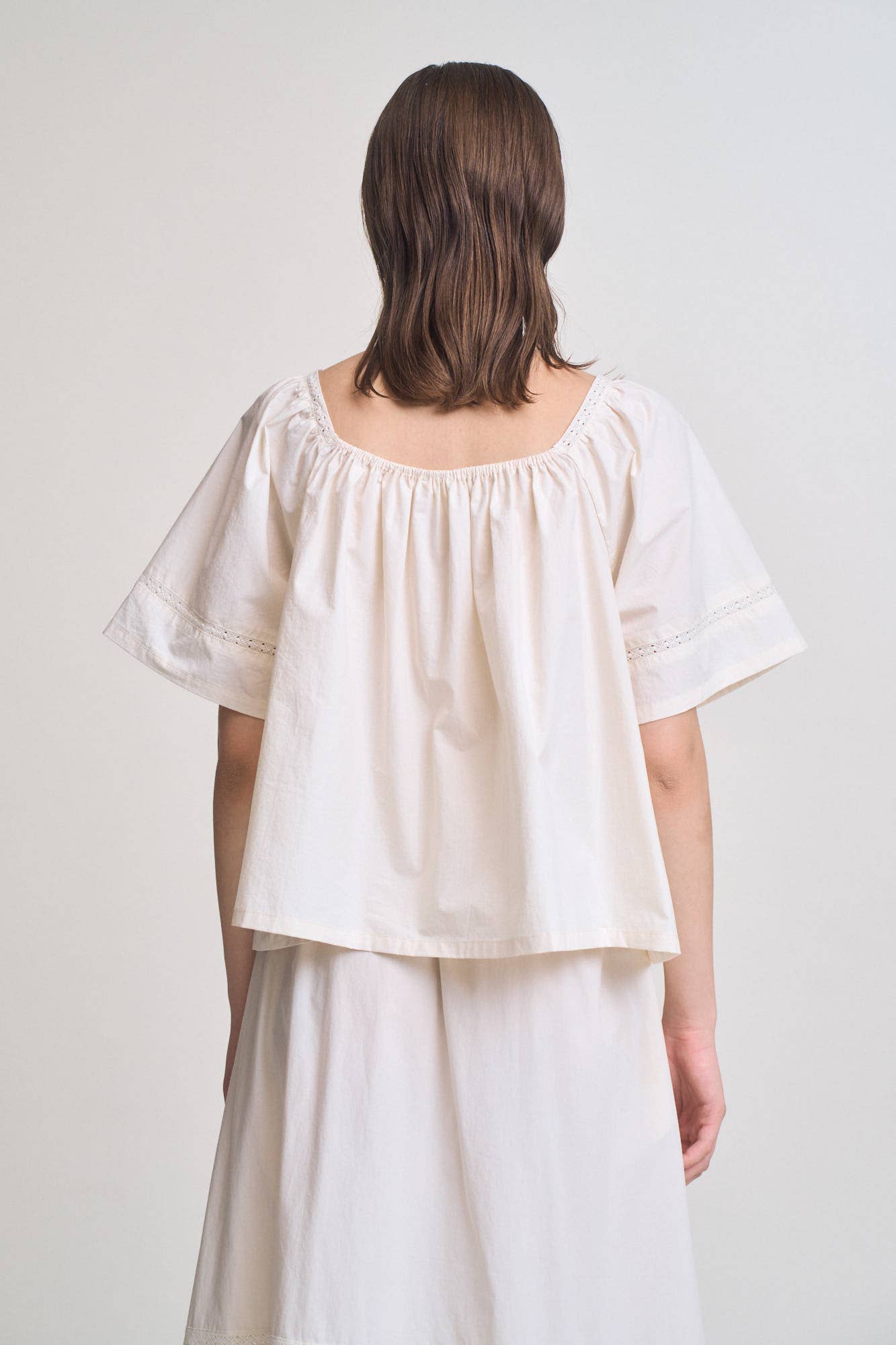 COTTON LACE TRIM BLOUSE TOP