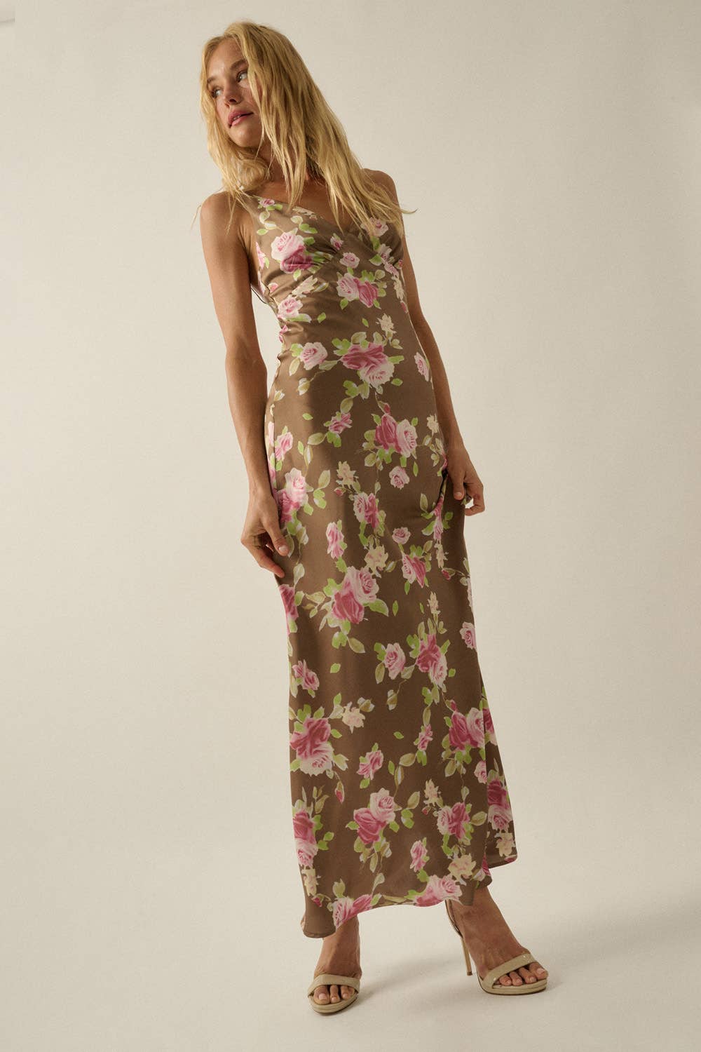 Flora Satin Bias Sleeveless Maxi Dress