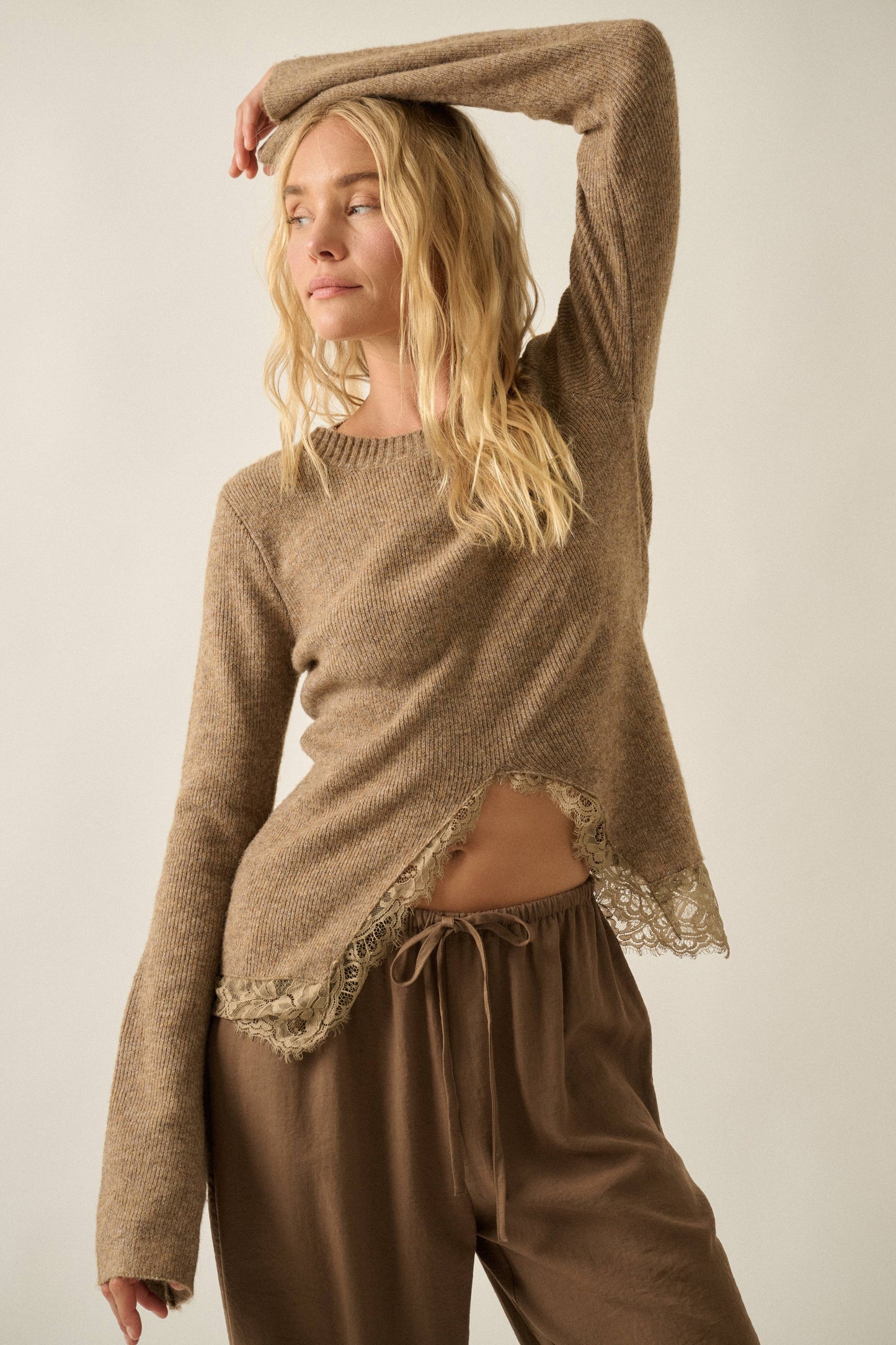 Sarah Solid Ribbed Bell-Sleeve Sweater