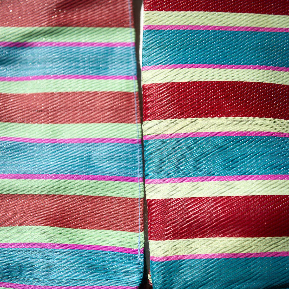 RECYCLED PLASTIC STRIPE BAG - Square: Green x Purple