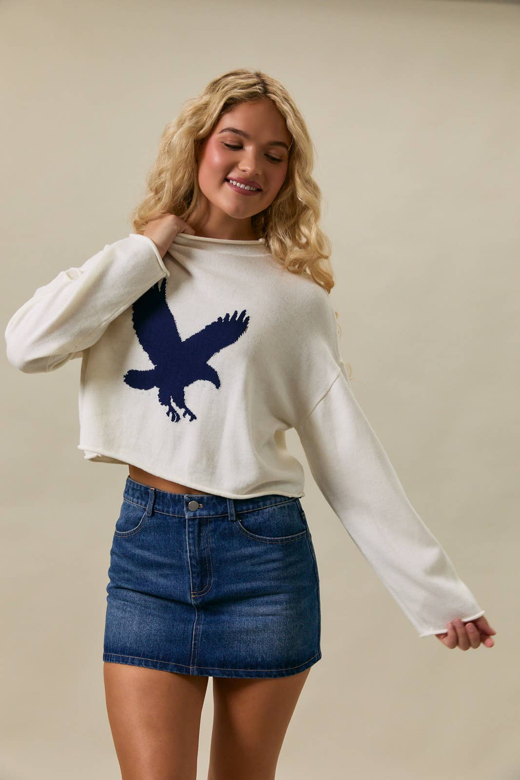 Mock Neck Eagle Sweater