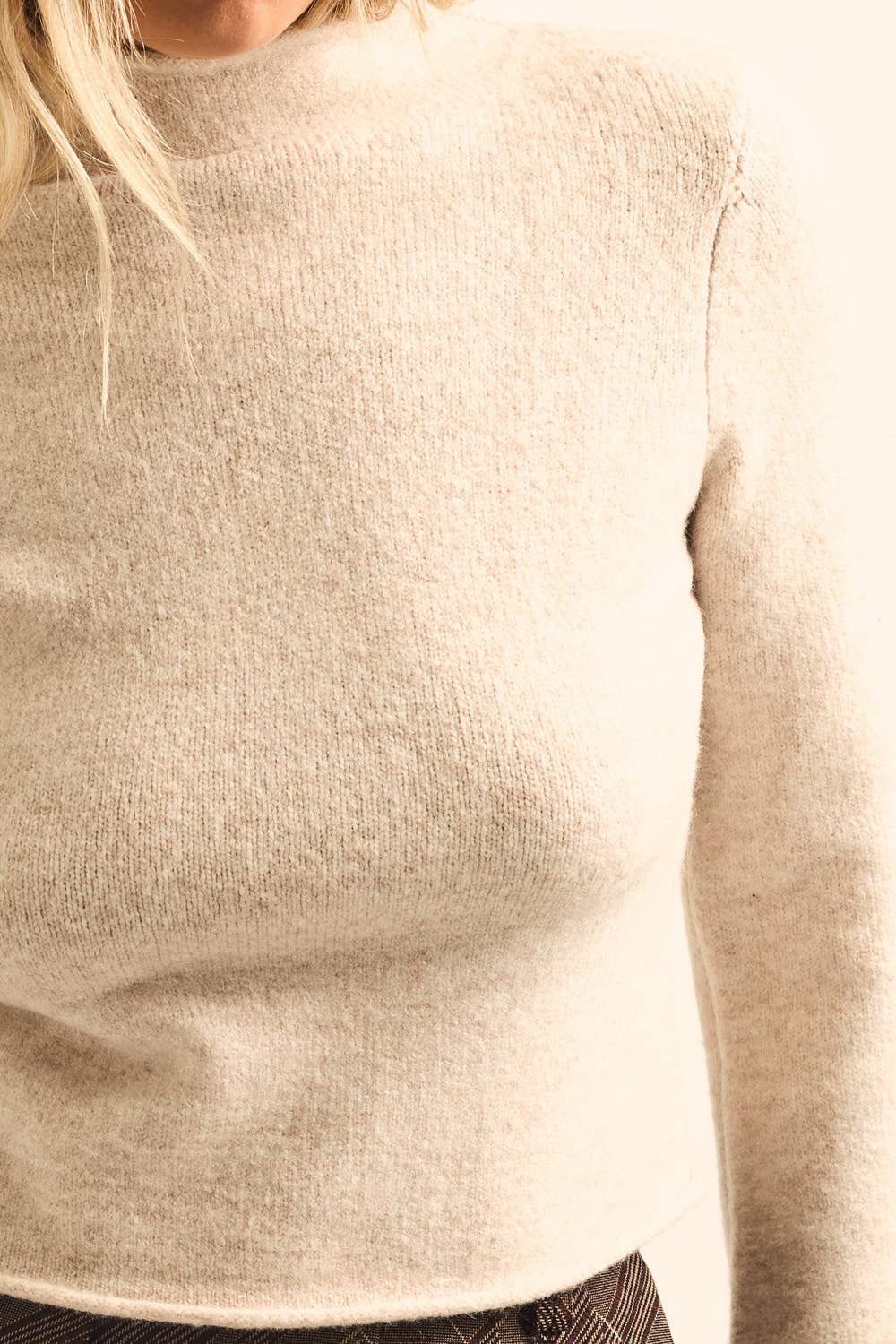 Bell-Sleeve Rolled-Edge Crop Sweater