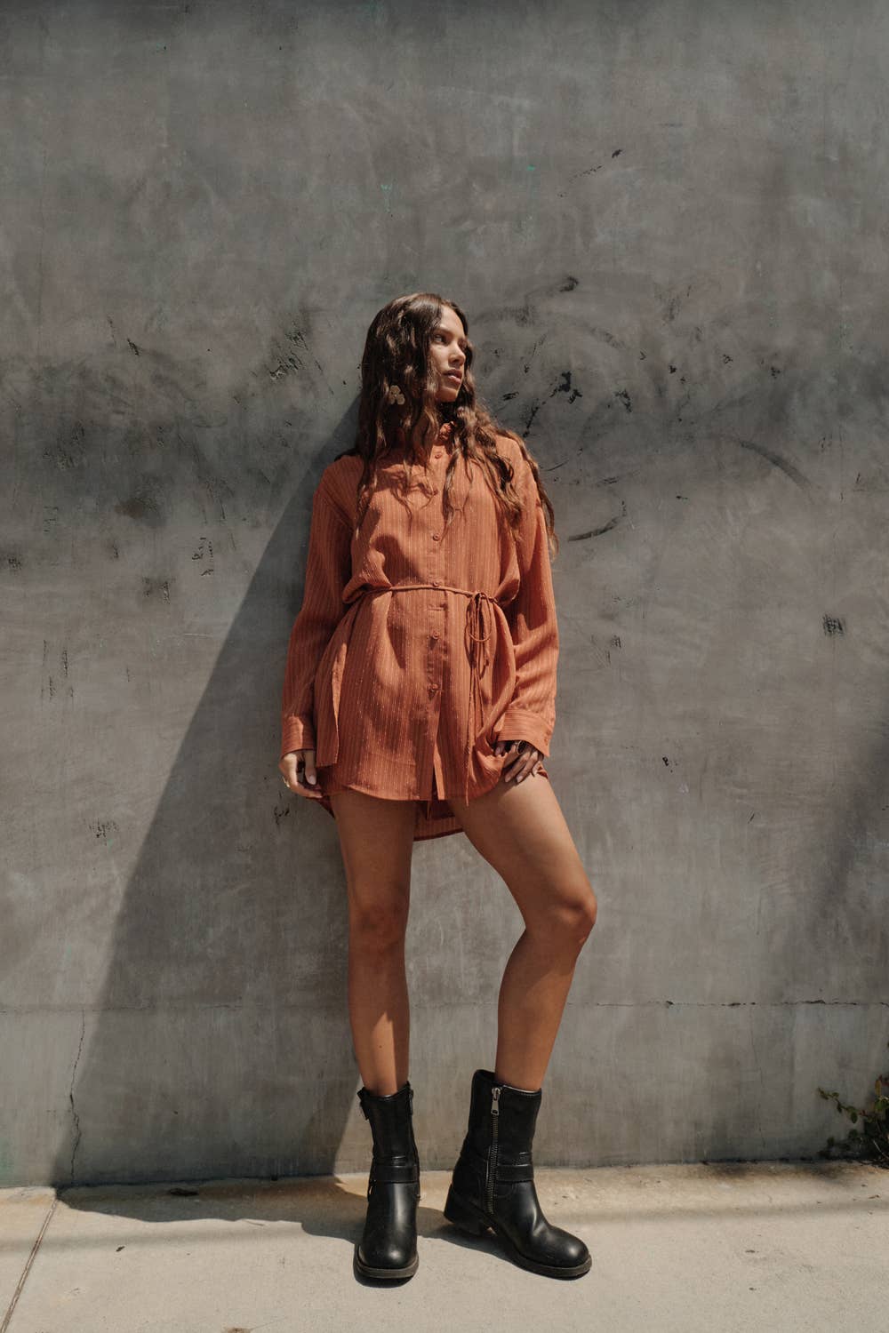 Scorcher Belted Button-Up Shirt Romper