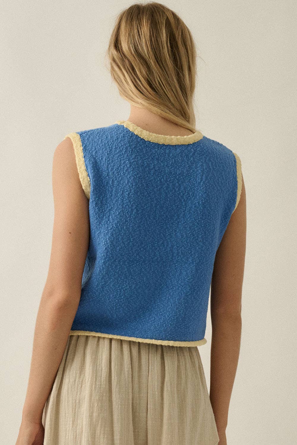 Seashell Jacquard-Knit Cropped Sweater Tank Top