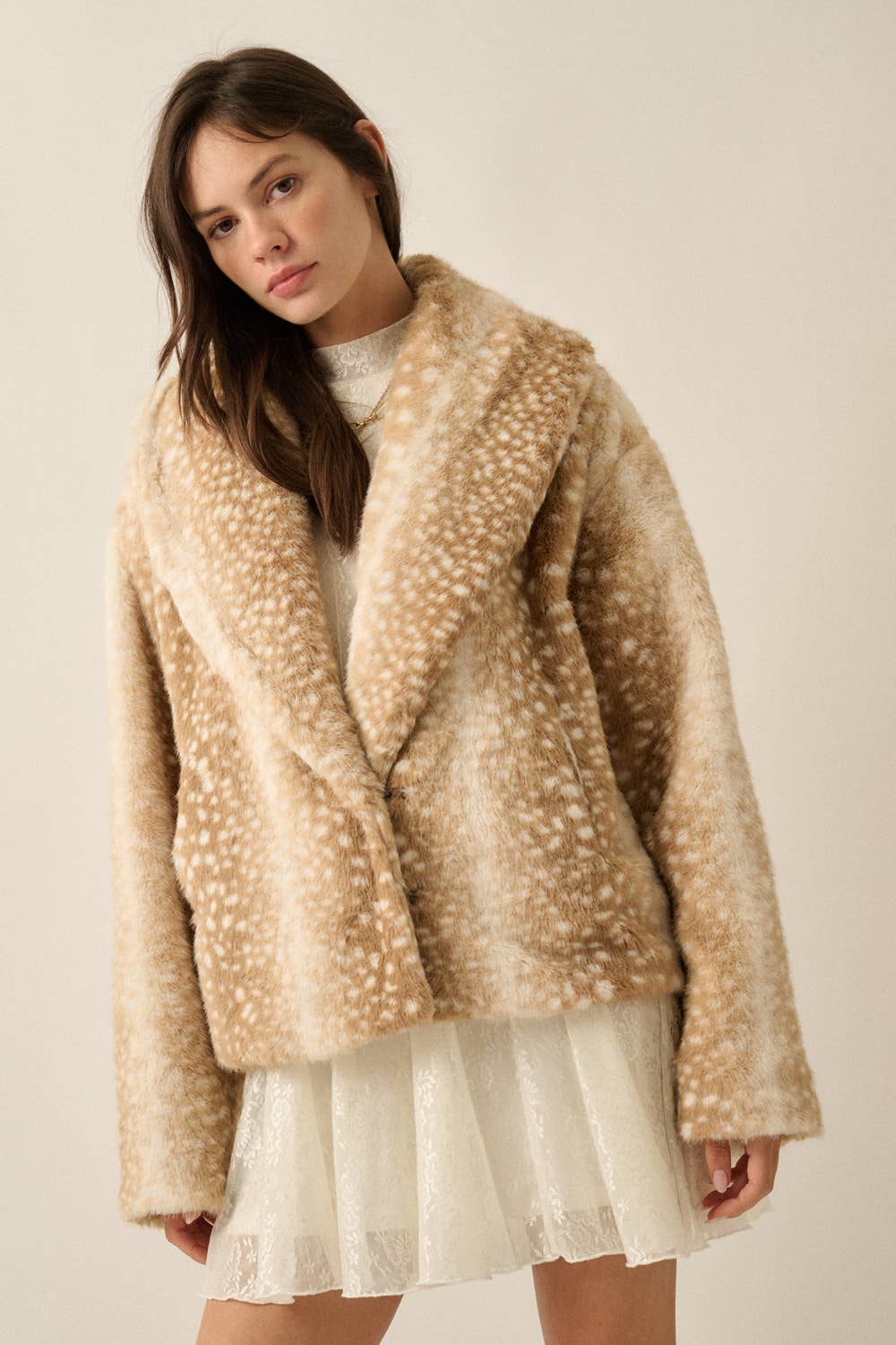 Bambi Deer-Print Faux Fur Jacket
