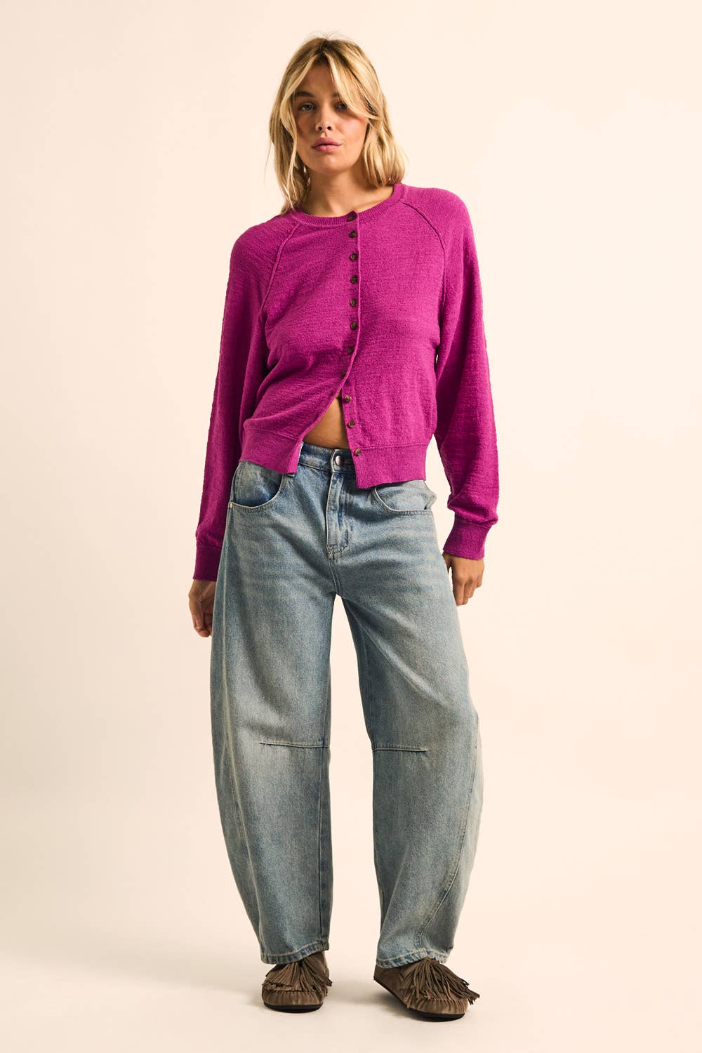 Sthef Solid Cardigan Sweater