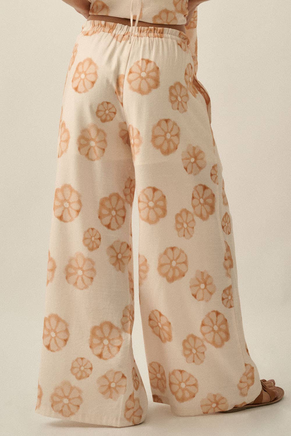 Floral-Print Wide-Leg Drawstring Pocket Pants