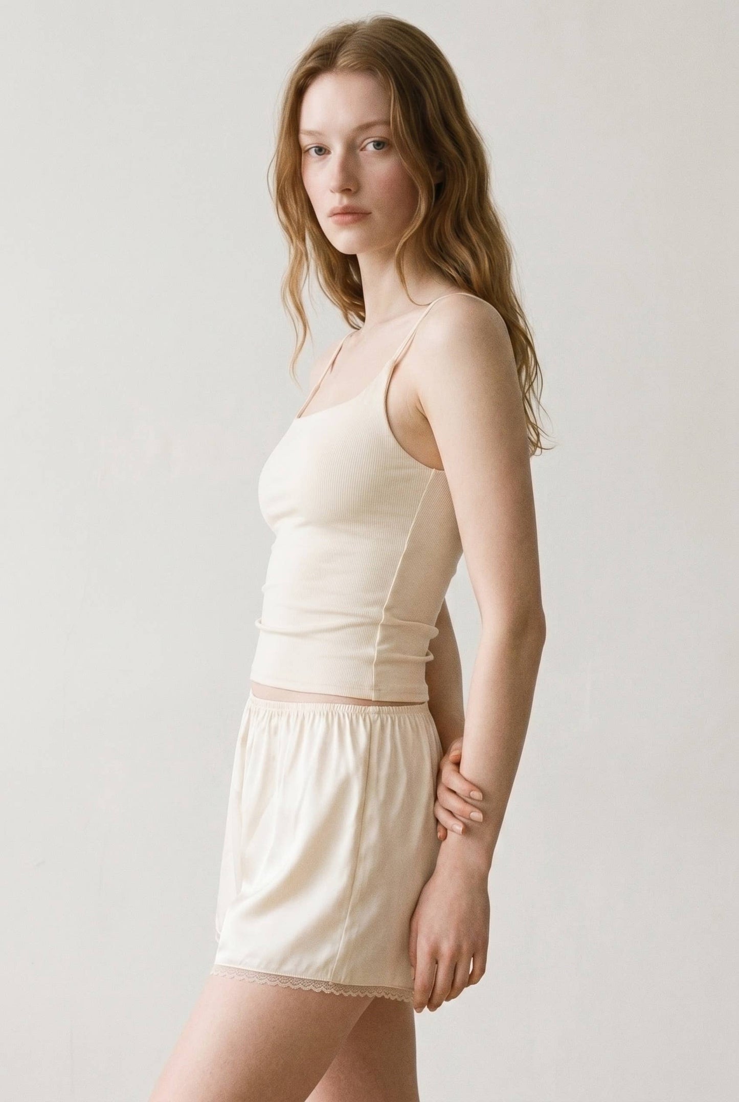 Satin Lace Trim Shorts