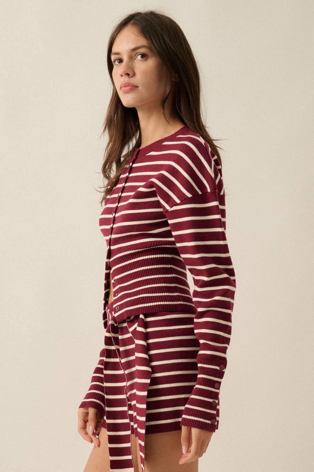 Selena Striped Knit Cardigan