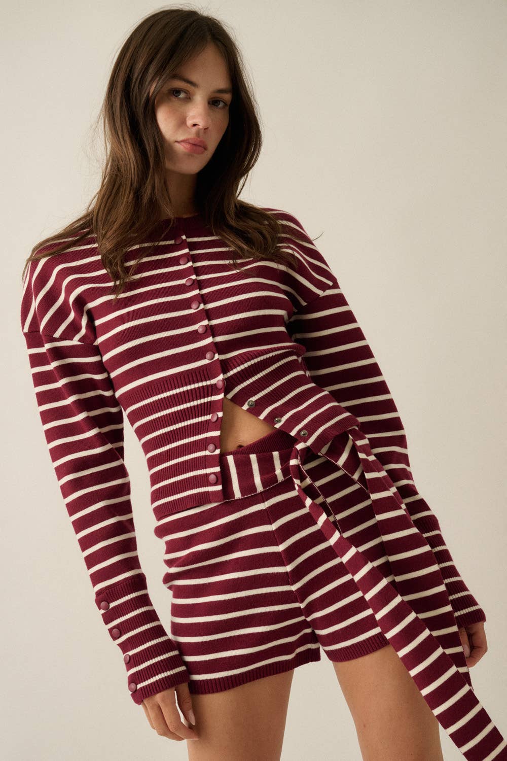 Selena Striped Knit Cardigan