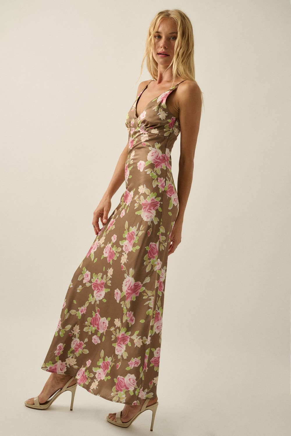Flora Satin Bias Sleeveless Maxi Dress