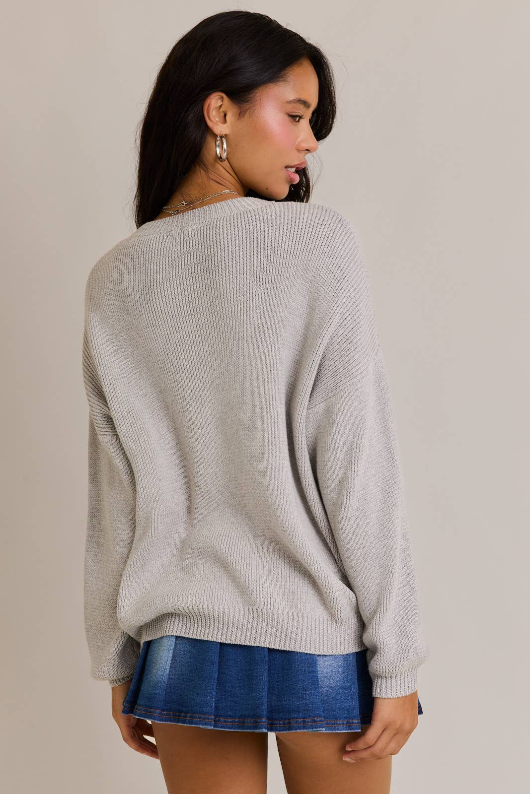 Round Neck Oversized Flag Sweater