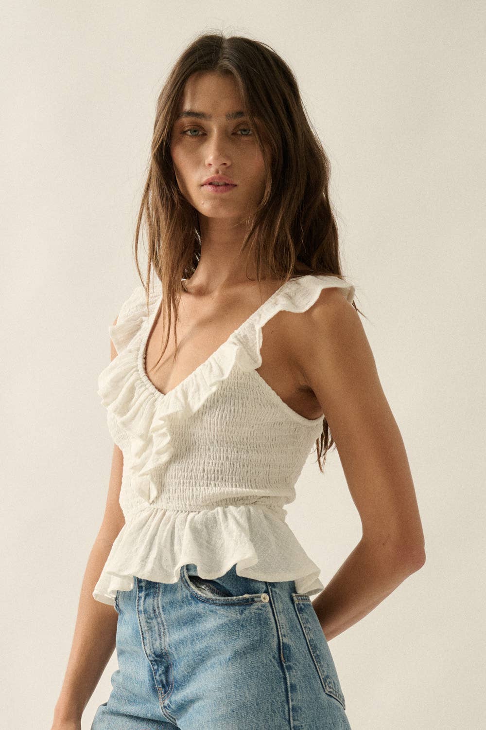 Sarah Smocked Ruffle Tank Top