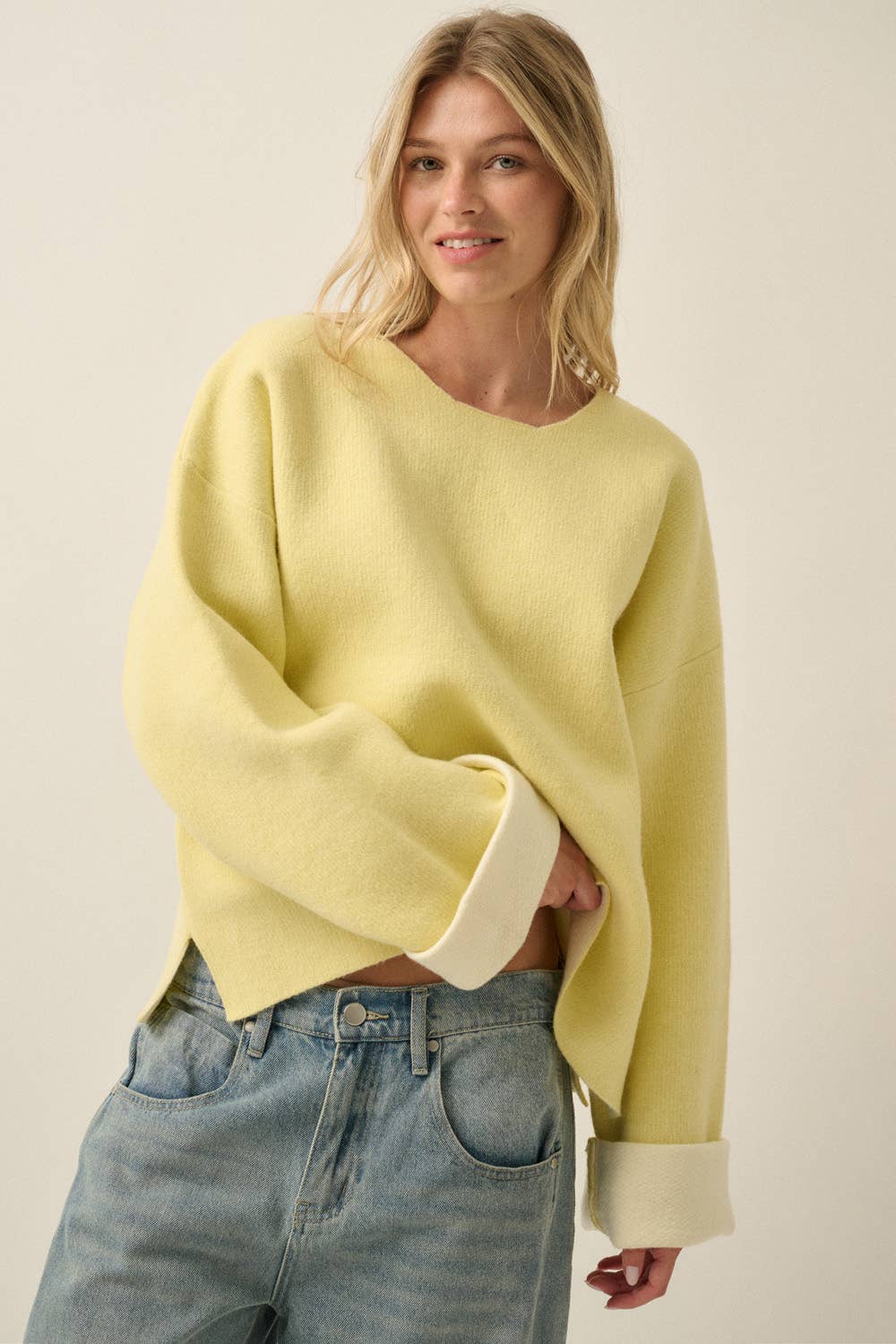 Kacey Knit Cuffed Sleeve Sweater