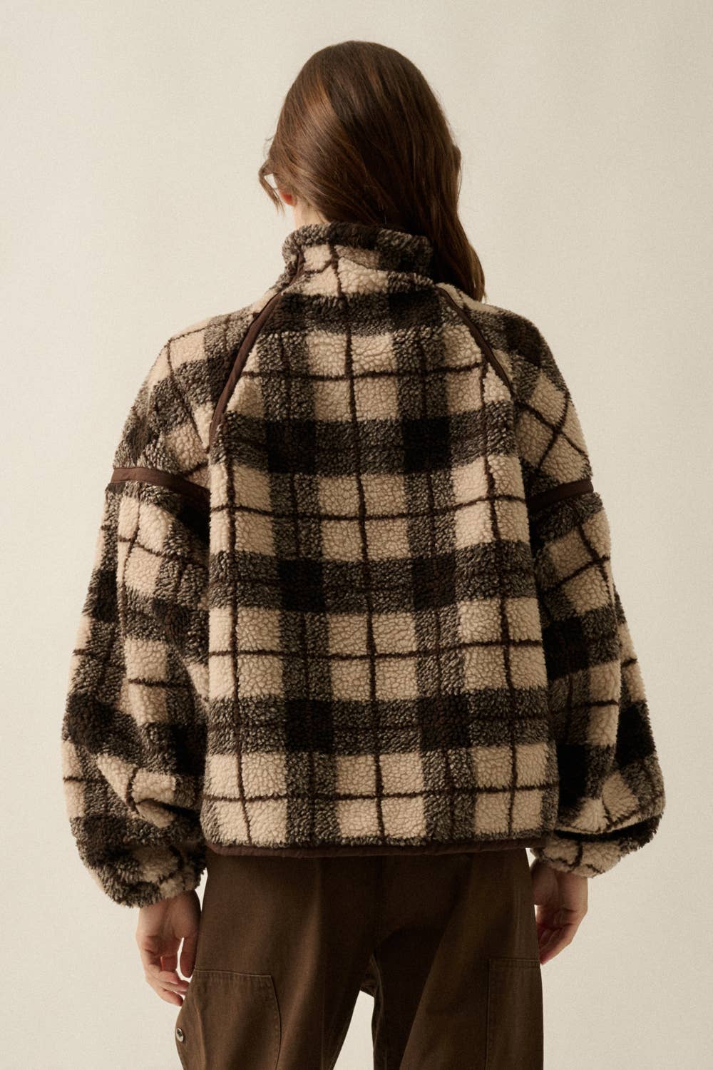 Max Plaid-Print Sherpa Jacket