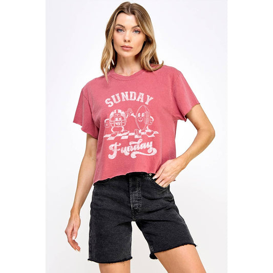 Sunday Funday Cropped Tee: Large