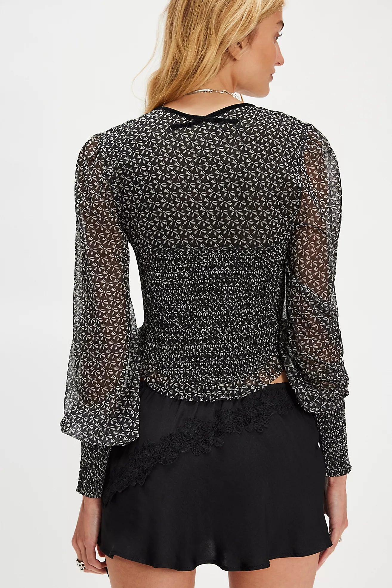 Free People Dottie Printed Long Sleeve Knit Top