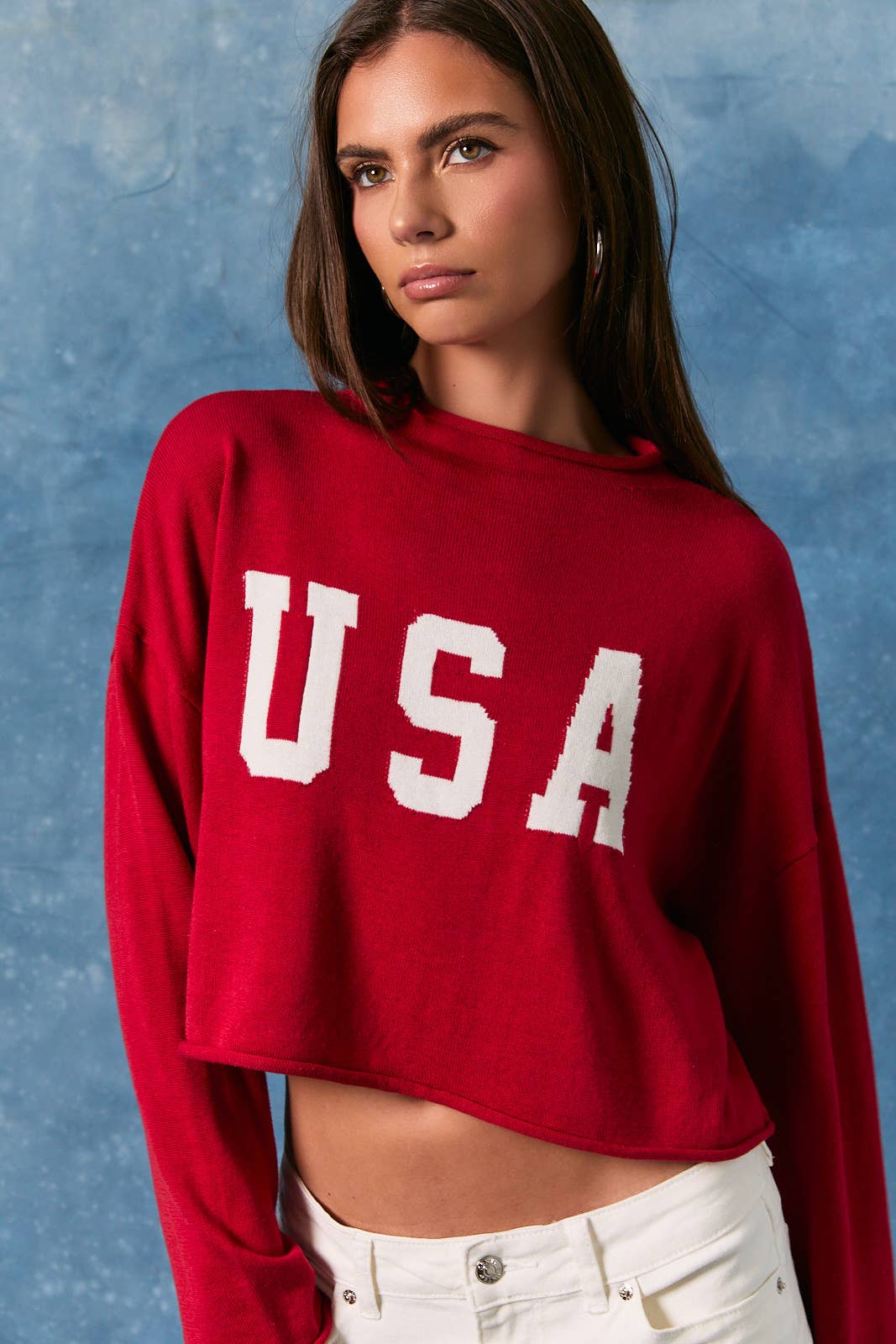 "USA" Mock Neck Sweater