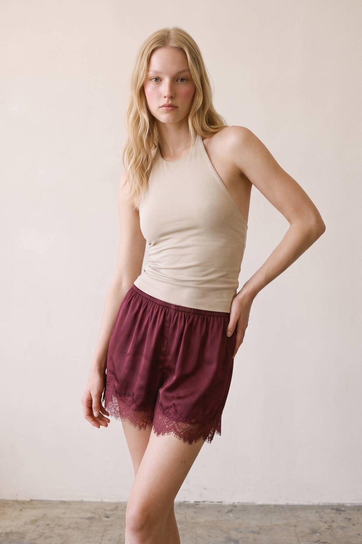 Ava Satin Lace Shorts