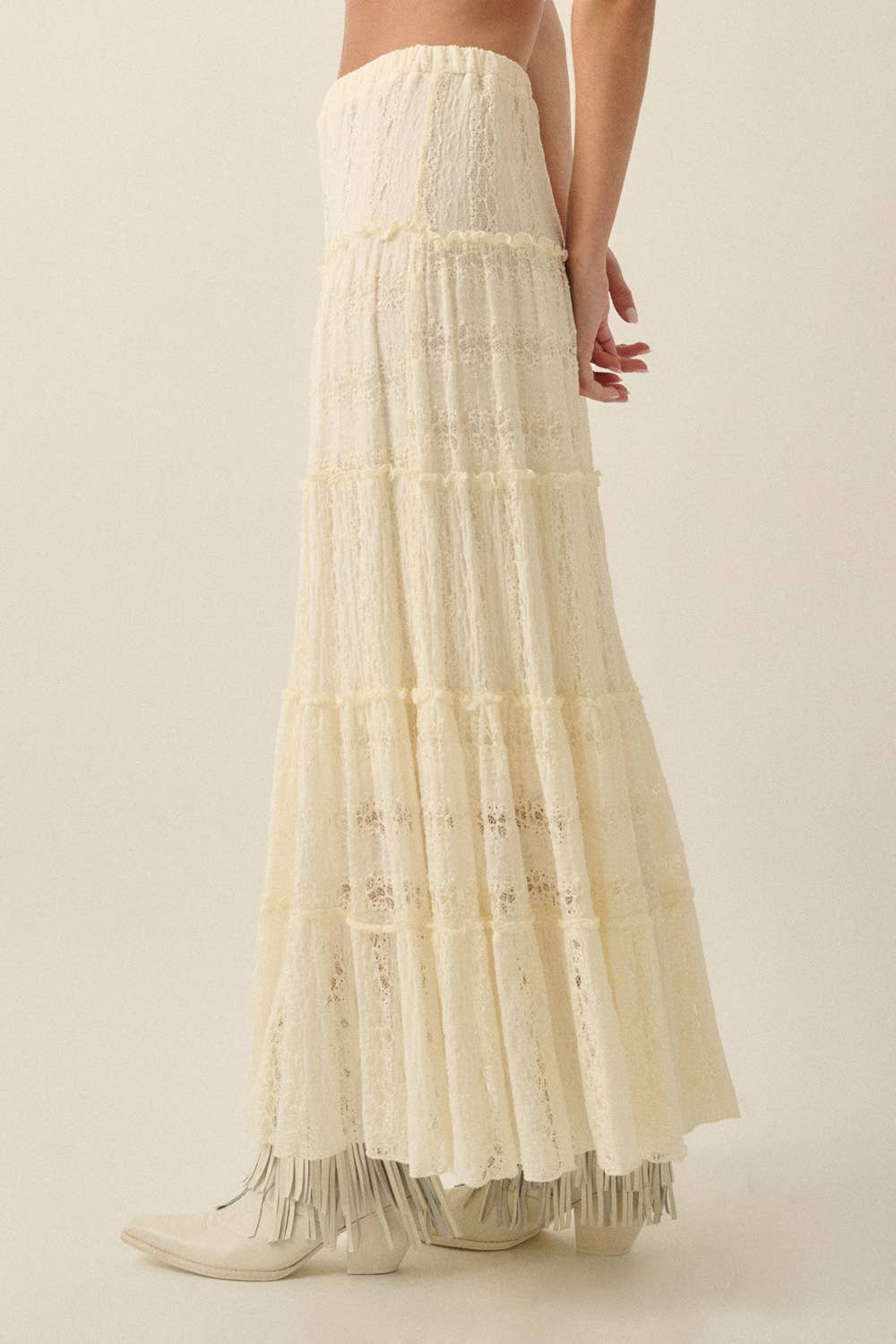 Angelica Lace Tiered Ruffle Maxi Skirt