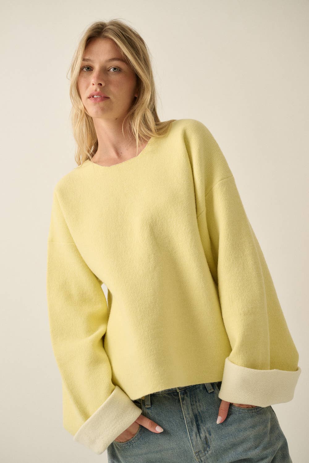 Kacey Knit Cuffed Sleeve Sweater