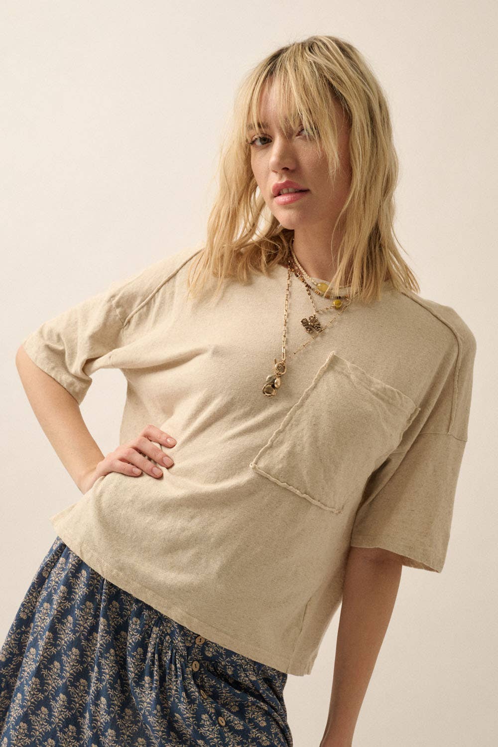 Easy Fit Mineral-Wash Slub Knit Tee