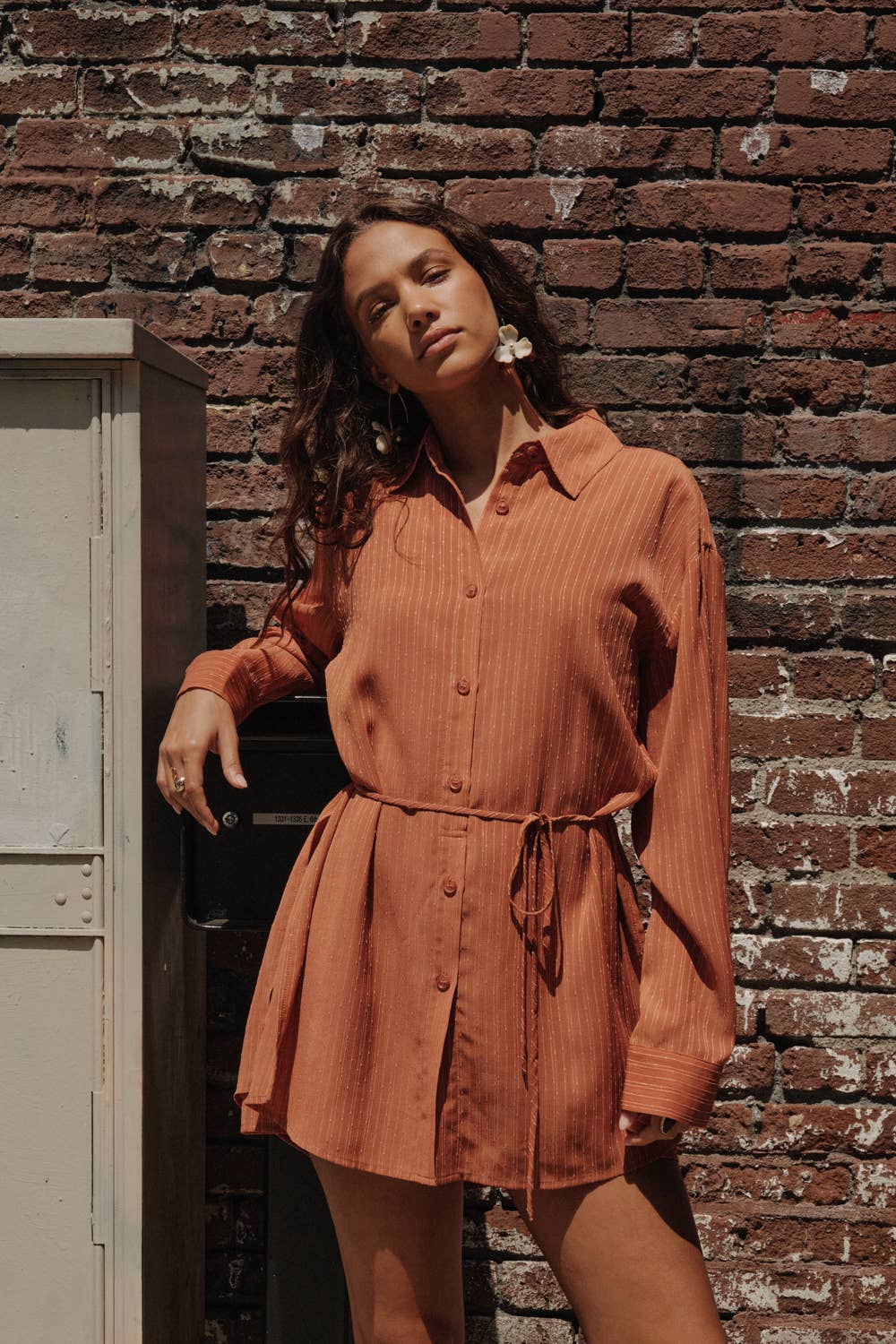 Scorcher Belted Button-Up Shirt Romper