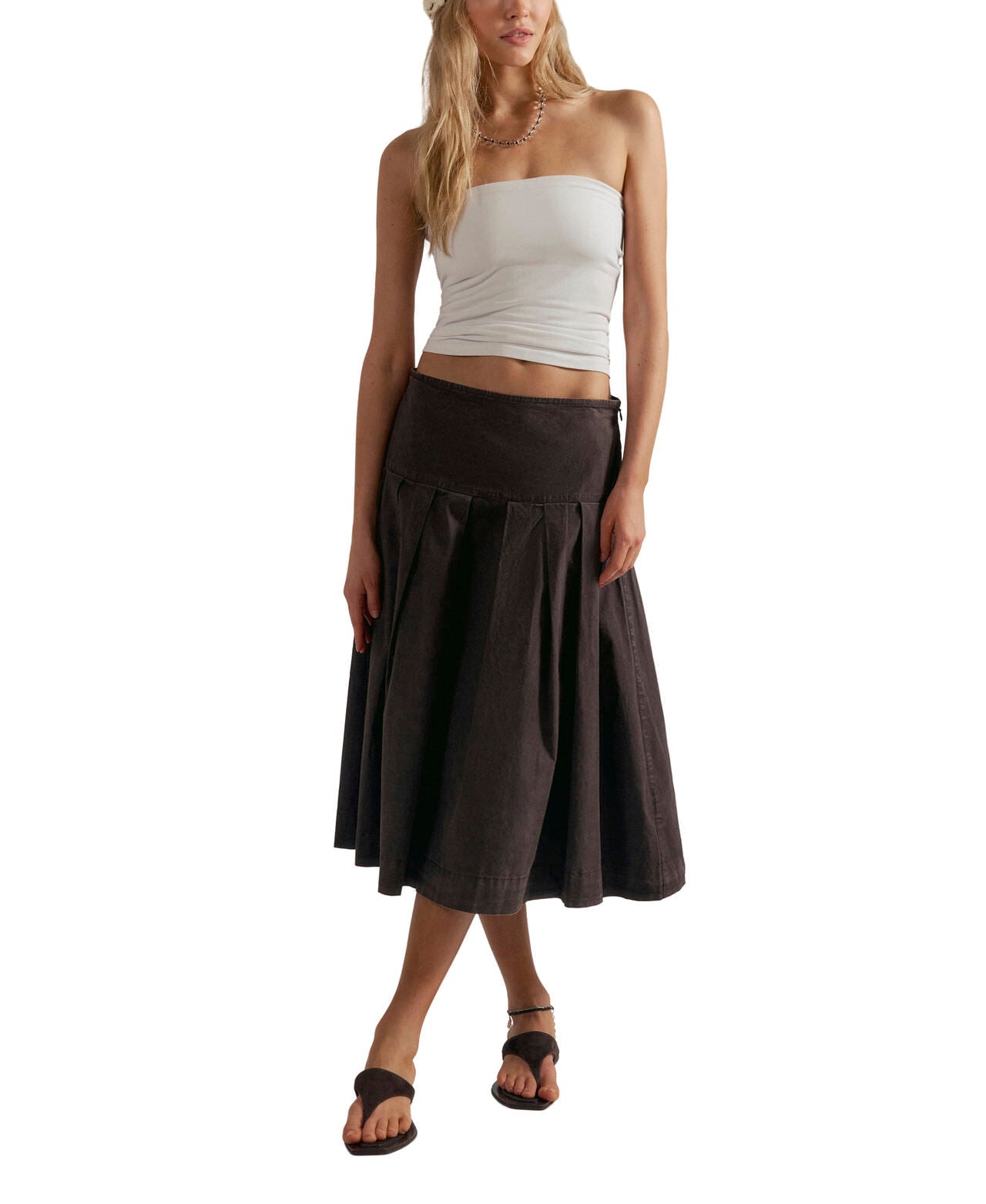 Free People Skipper Chino Midi Skirt