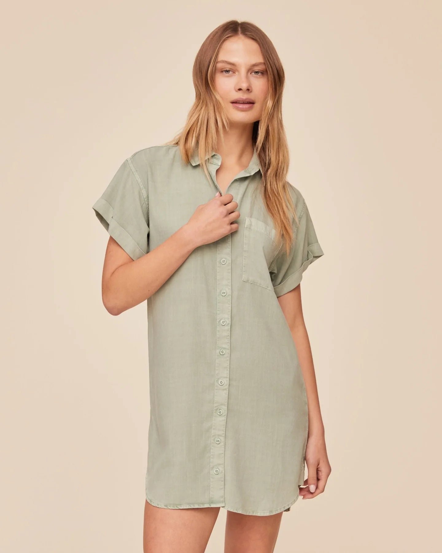 Bella Dahl Roll Sleeve Pocket Shirt Dress