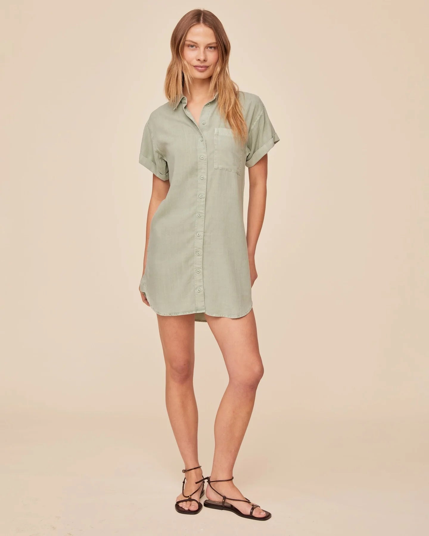 Bella Dahl Roll Sleeve Pocket Shirt Dress