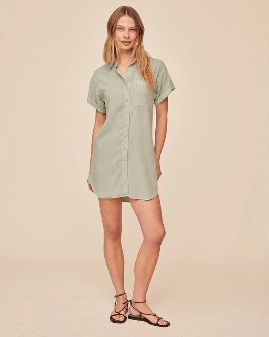 Bella Dahl Roll Sleeve Pocket Shirt Dress