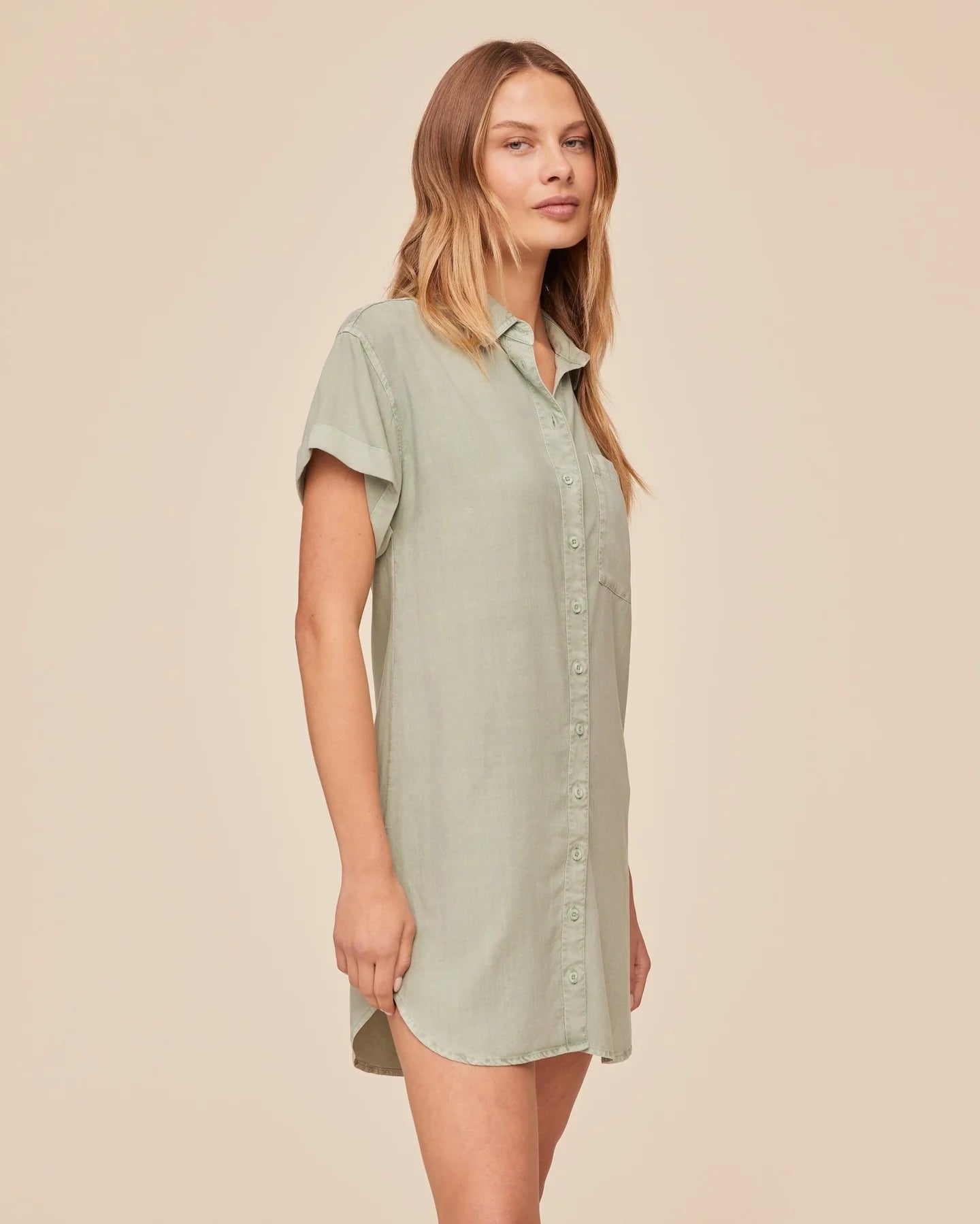 Bella Dahl Roll Sleeve Pocket Shirt Dress