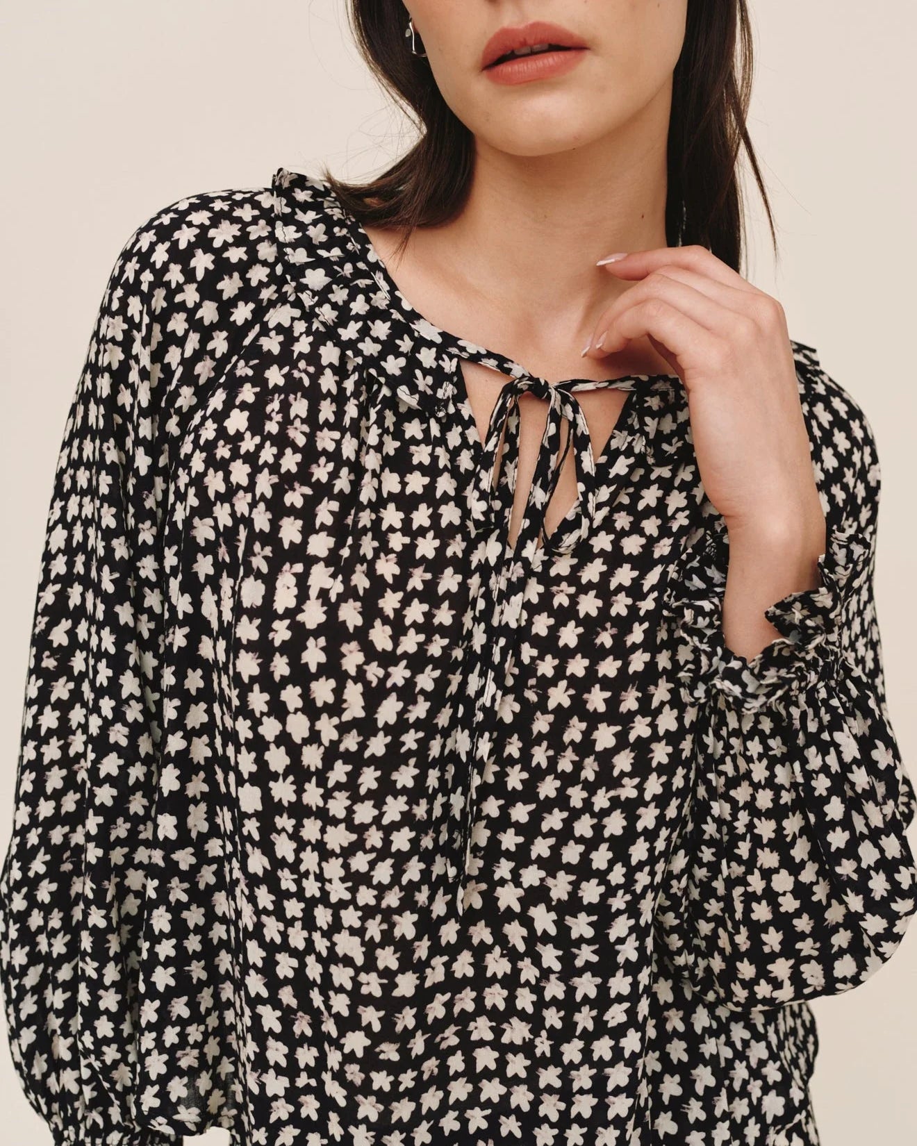Bella Dahl Tie Neck Ruffle Top