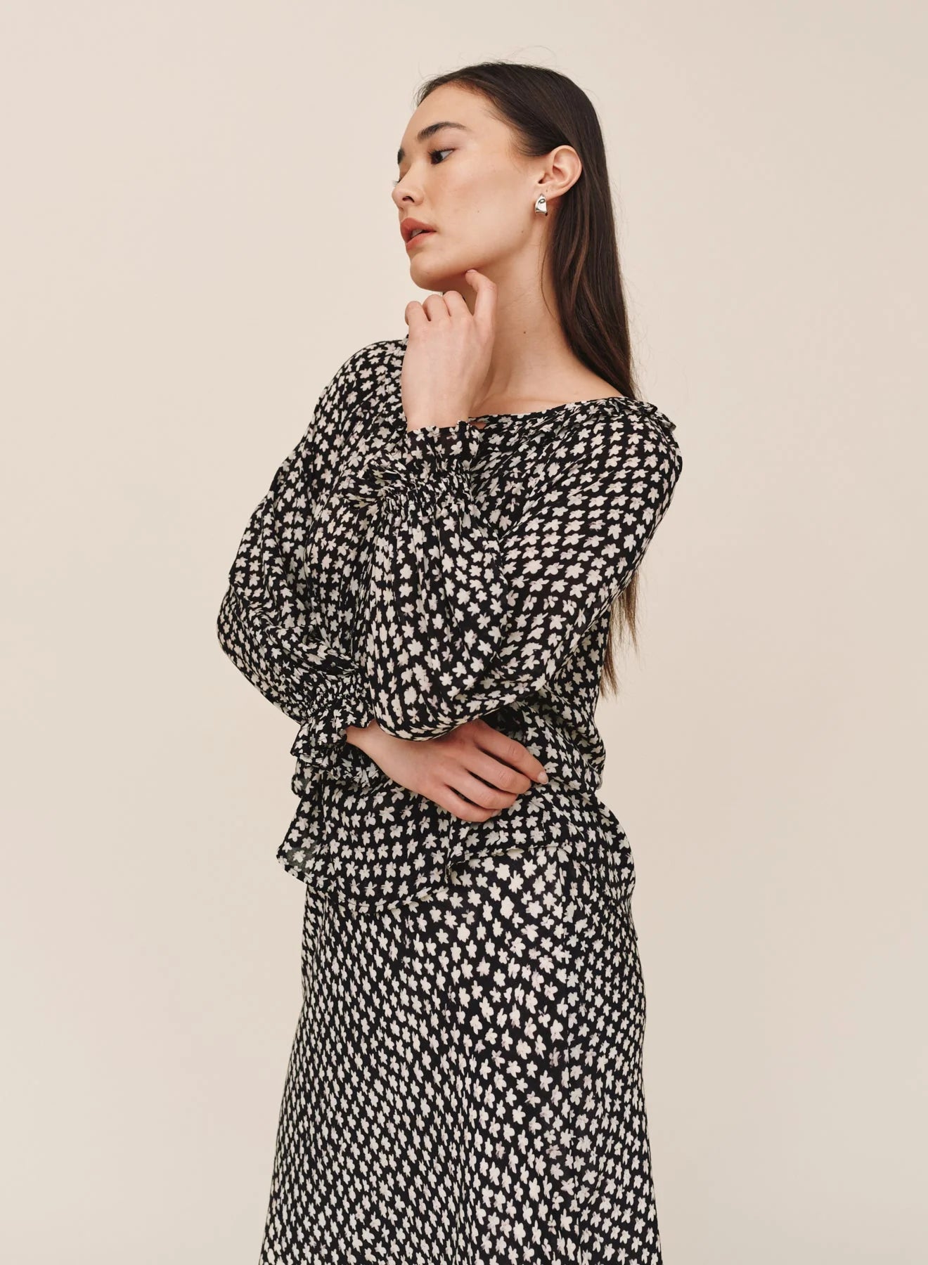 Bella Dahl Tie Neck Ruffle Top