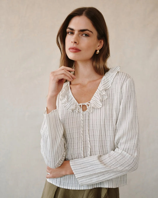 Bella Dahl Tie Ruffle Neck Top